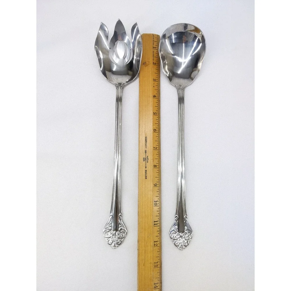 Reed & Barton Elegante Salad Serving Set 12in Silver Stainless Steel Ornate